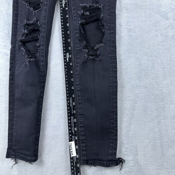 American Eagle Skinny Jeans Women's Size 4R Distressed Next Level Stretch Black - Picture 9 of 12